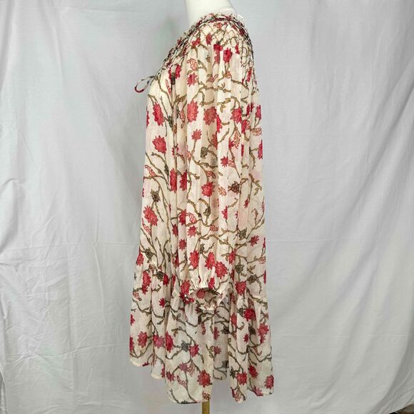 Free People Keeping Up With Kara Floral Ruffled Hem Bohemian Dress Cottagecore L - Picture 5 of 12